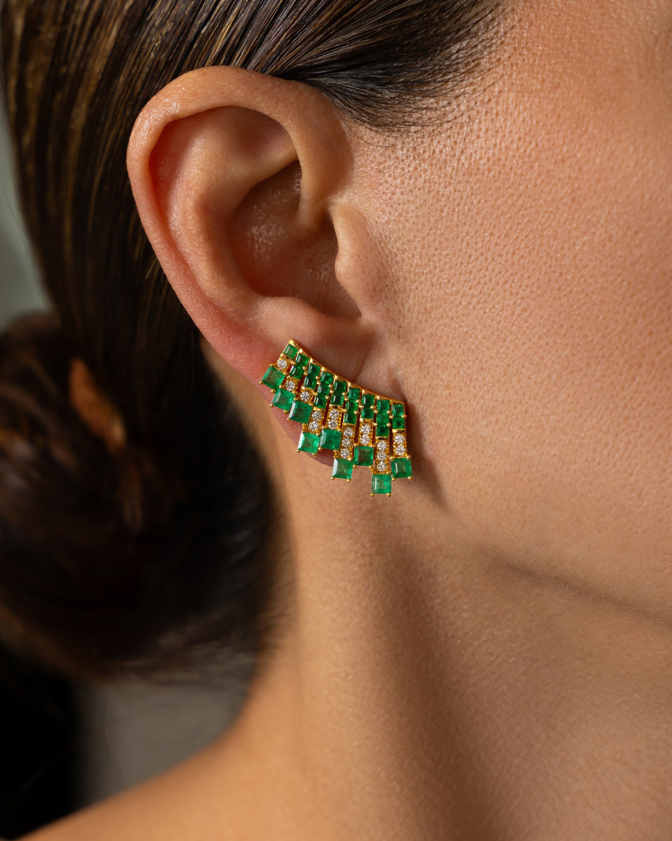 Deco Emerald Fan Earrings