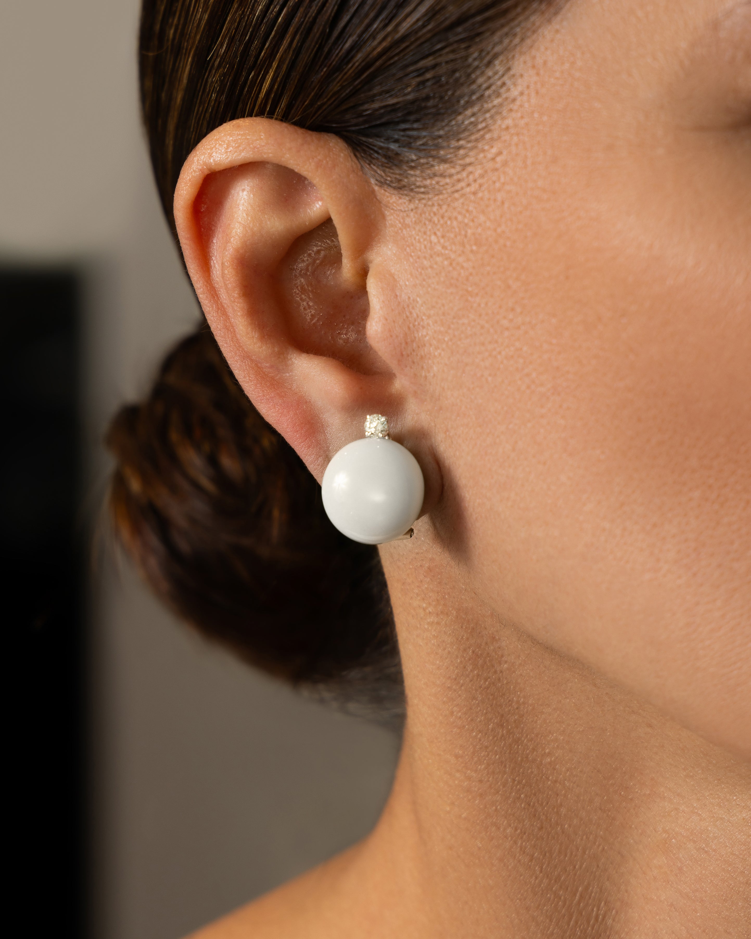 Button White Coral Earrings