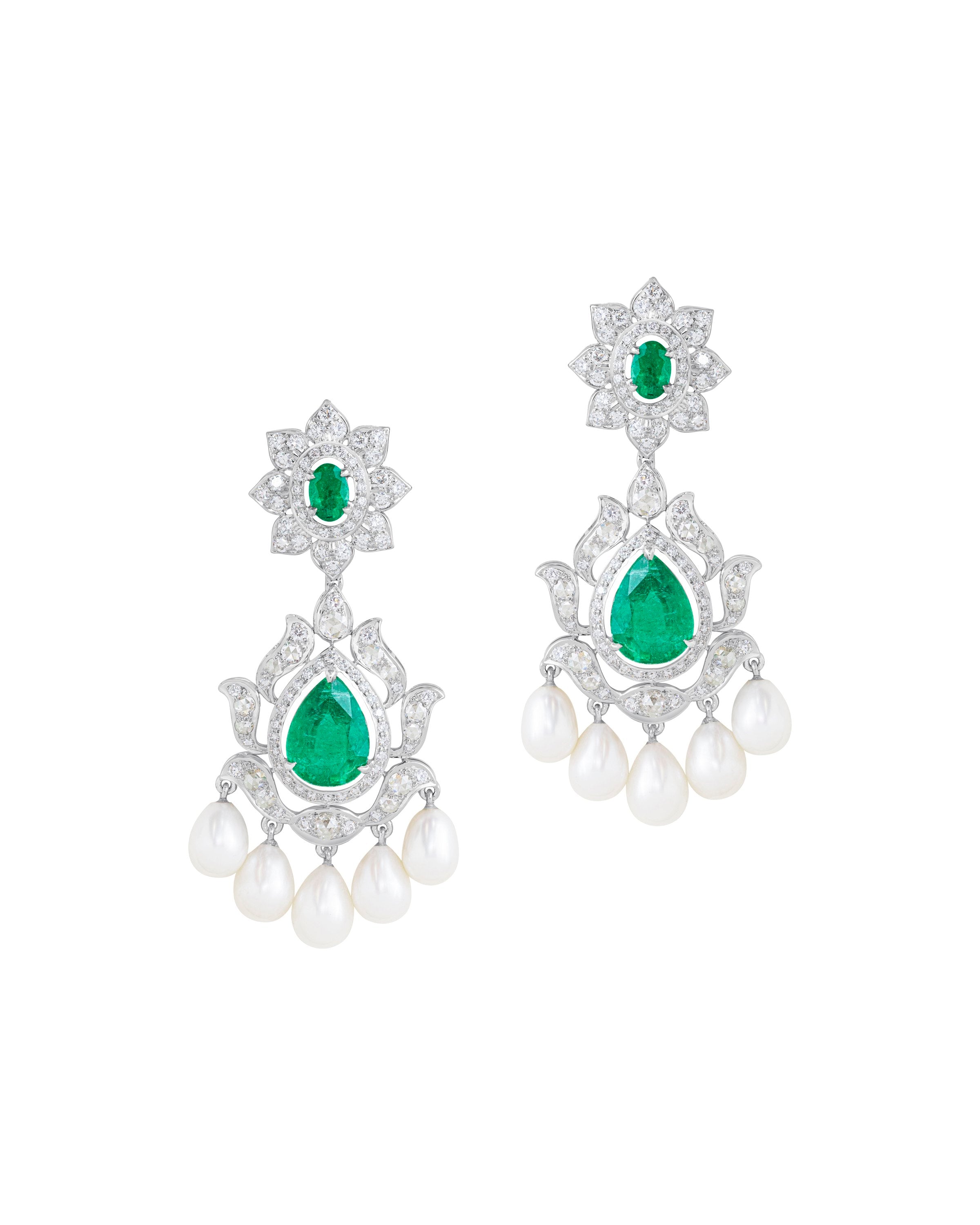 Magical Emerald and Pearl Earrings