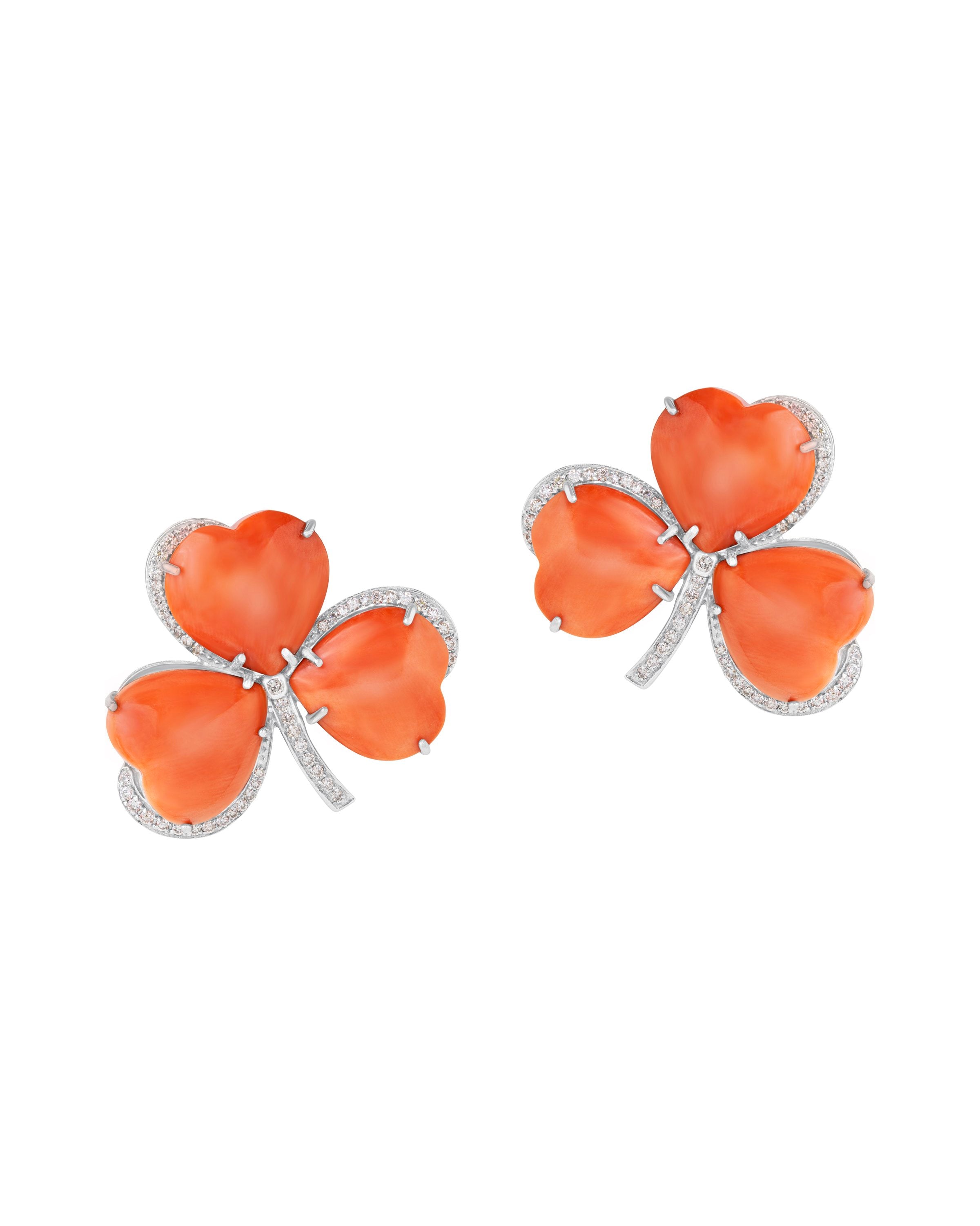 Coral Clover Earrings