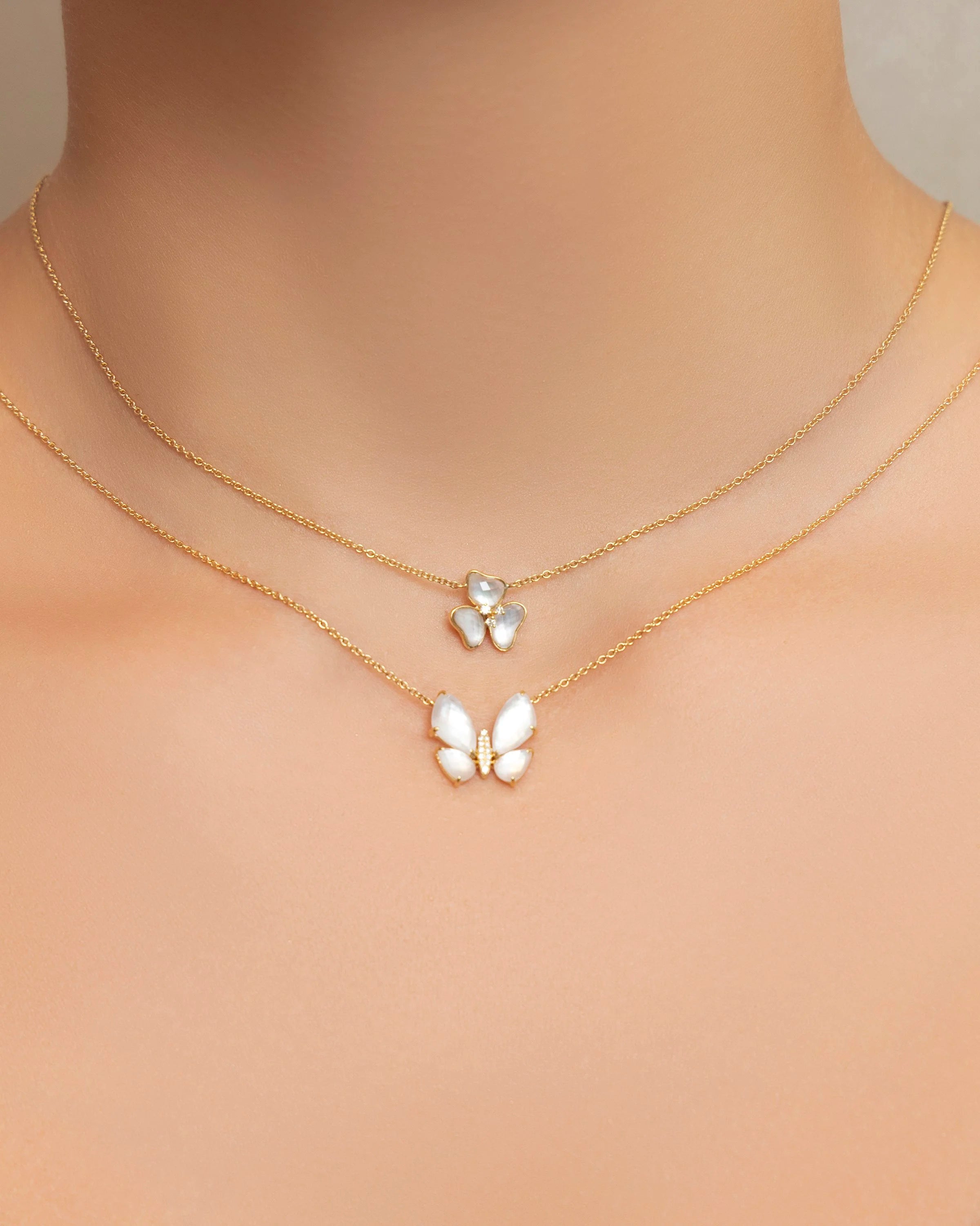 Fauna Small Butterfly Necklace in Mother of Pearl