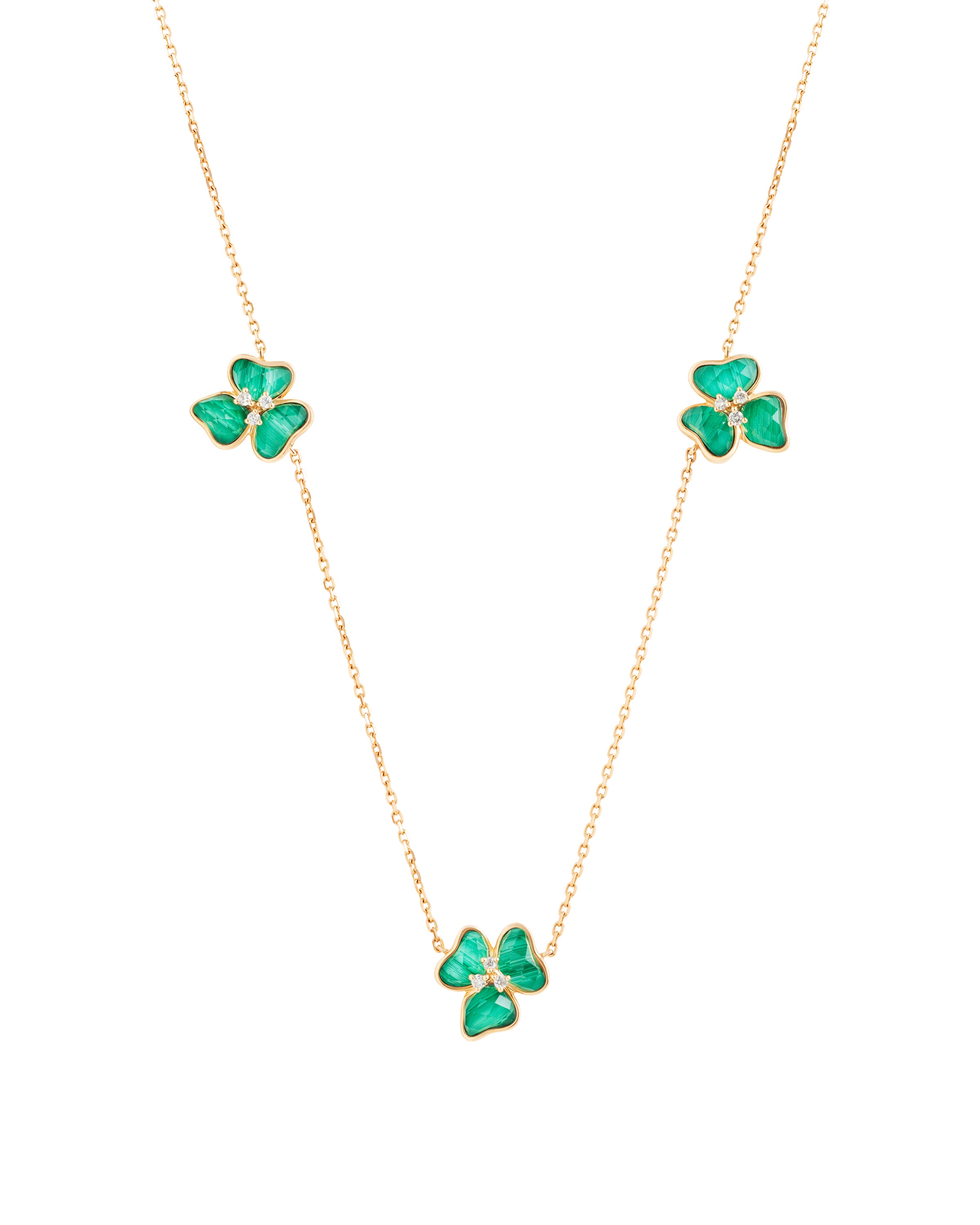 Il Petalo Mini Floral Station Necklace in Malachite