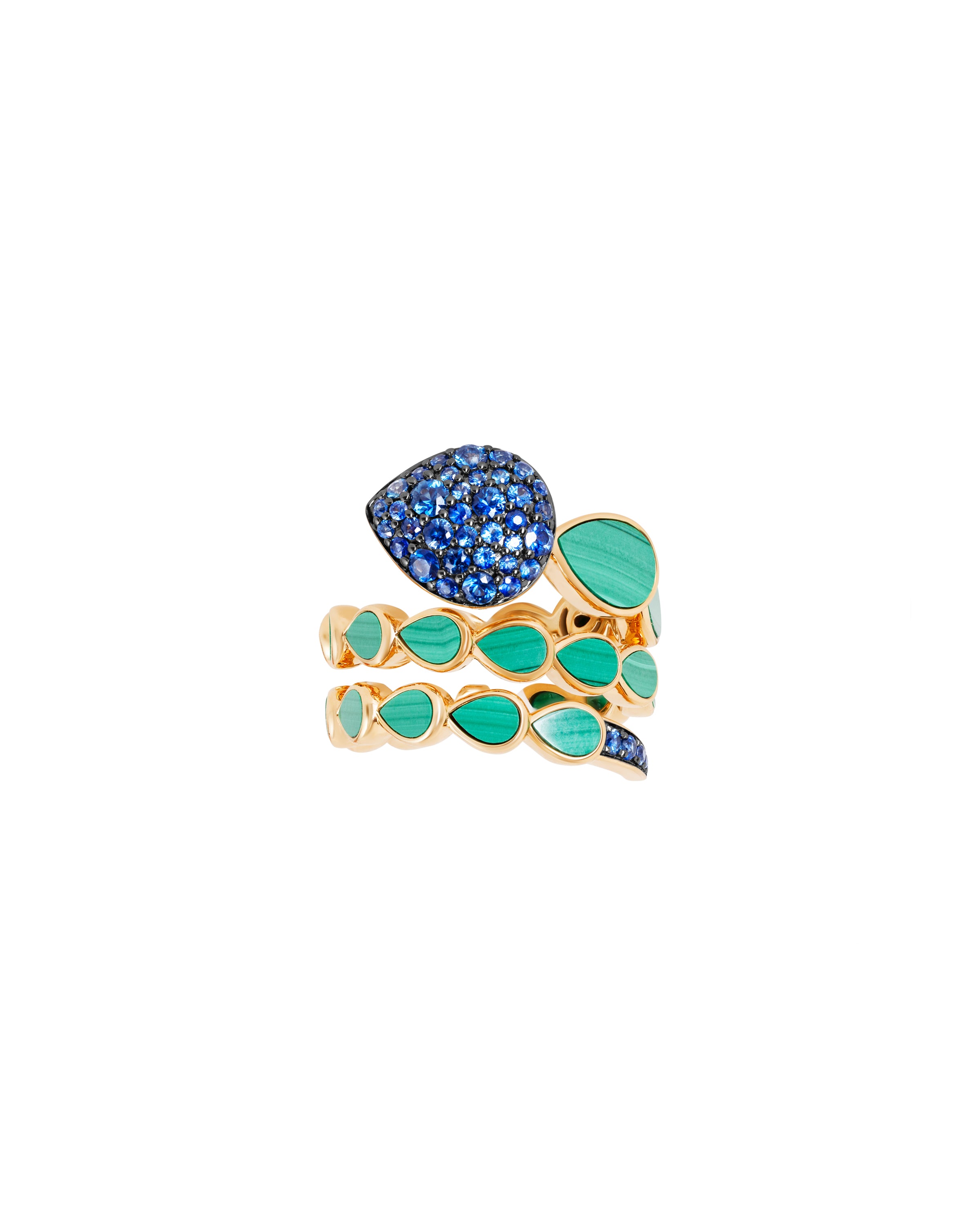 Las Boas Malachite and Blue Sapphire Ring