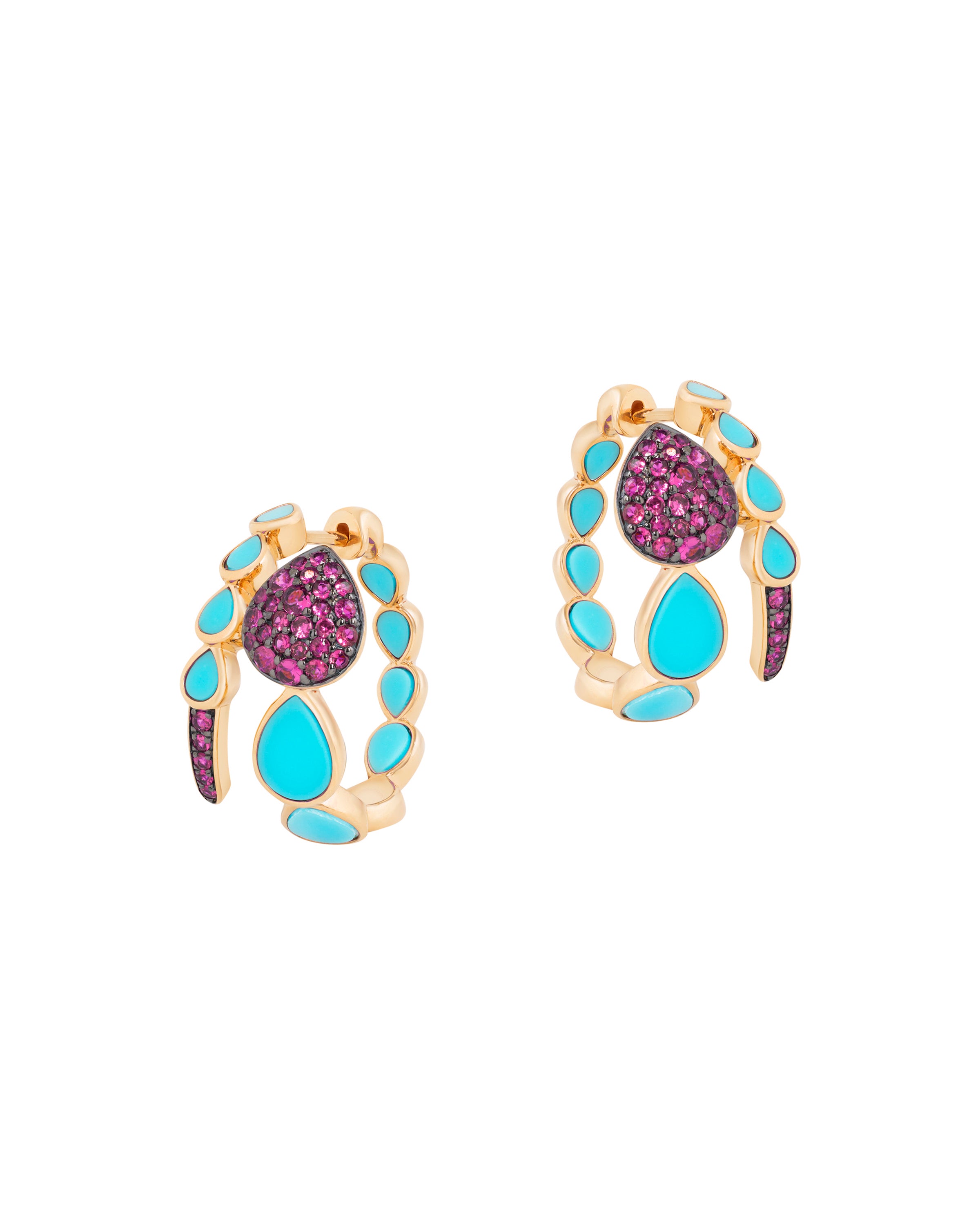 Las Boas Ruby and Turquoise Earrings