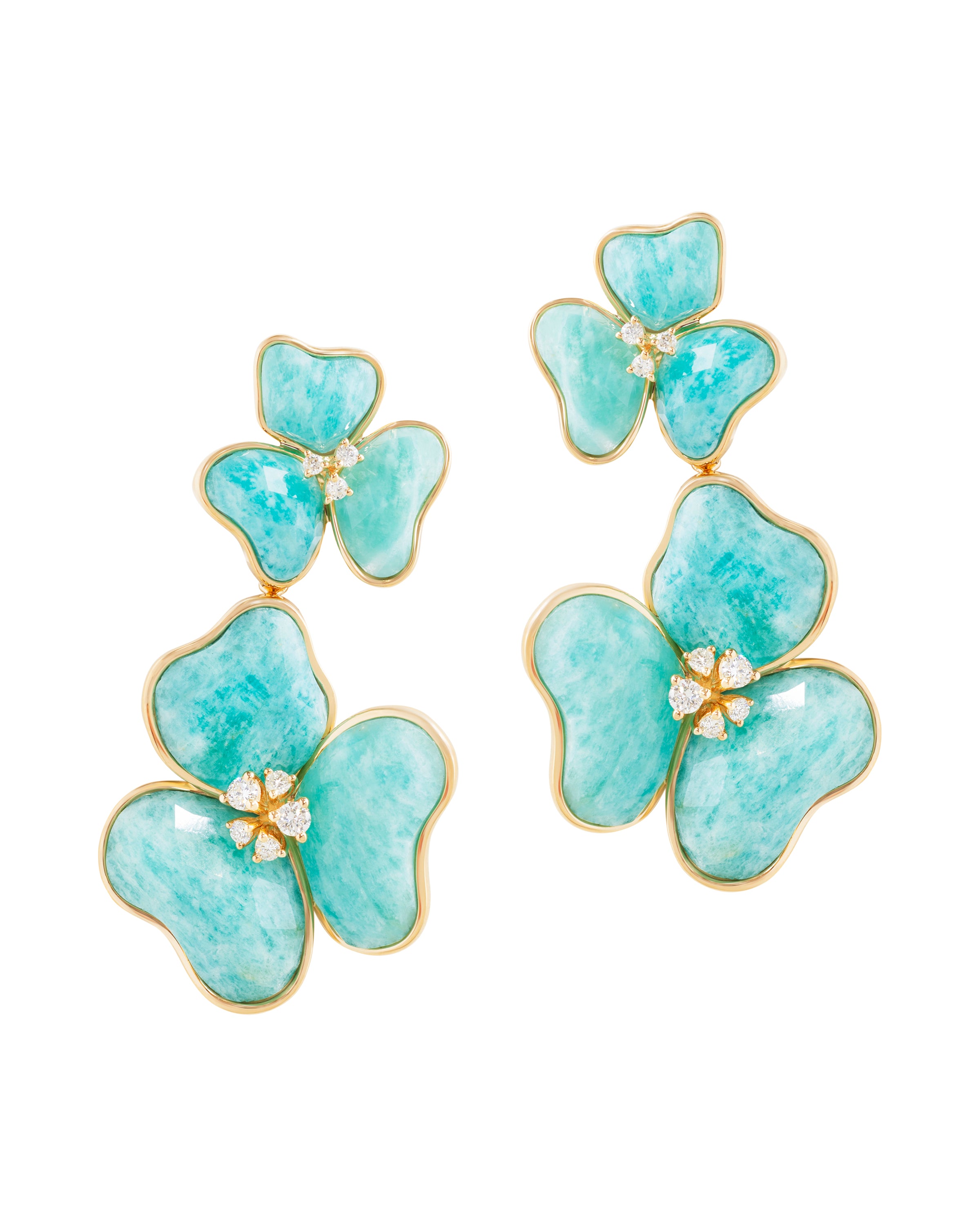 Il Petalo Multi Fiori Drop Earrings in Amazonite