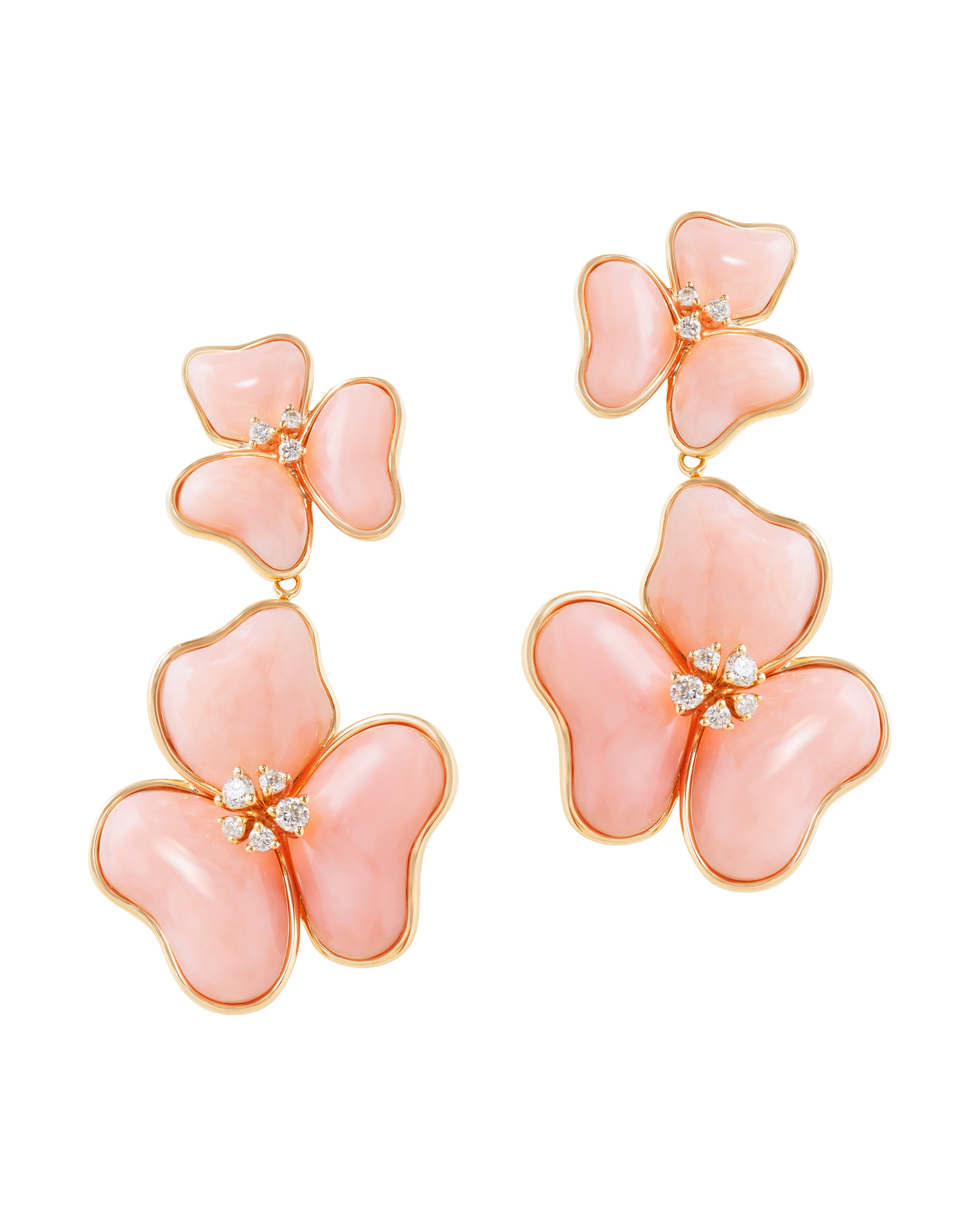 Il Petalo Multi Fiori Drop Earrings in Pink Opal