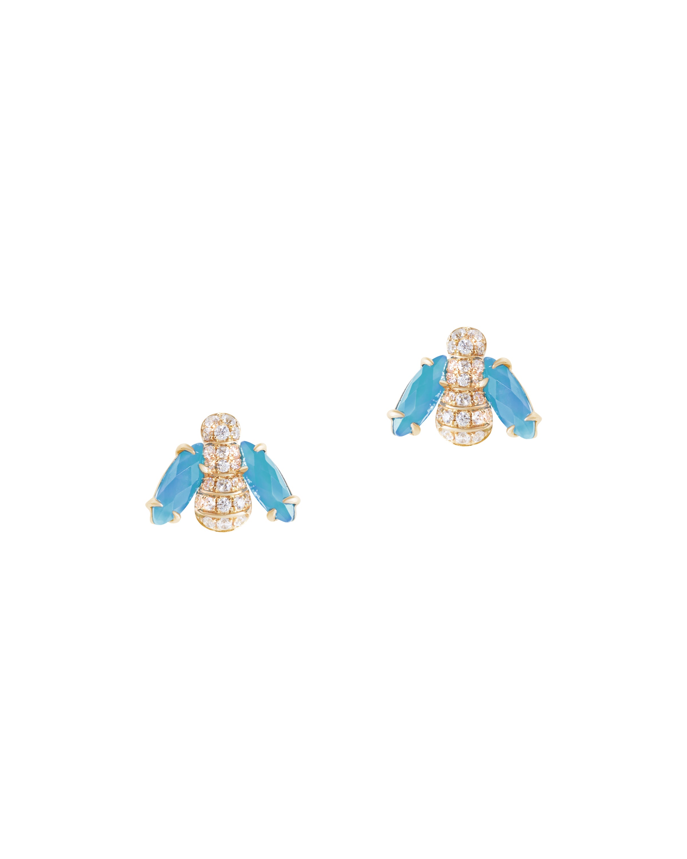 Pannalino Baby Bee Earrings in Turquoise and White Topaz