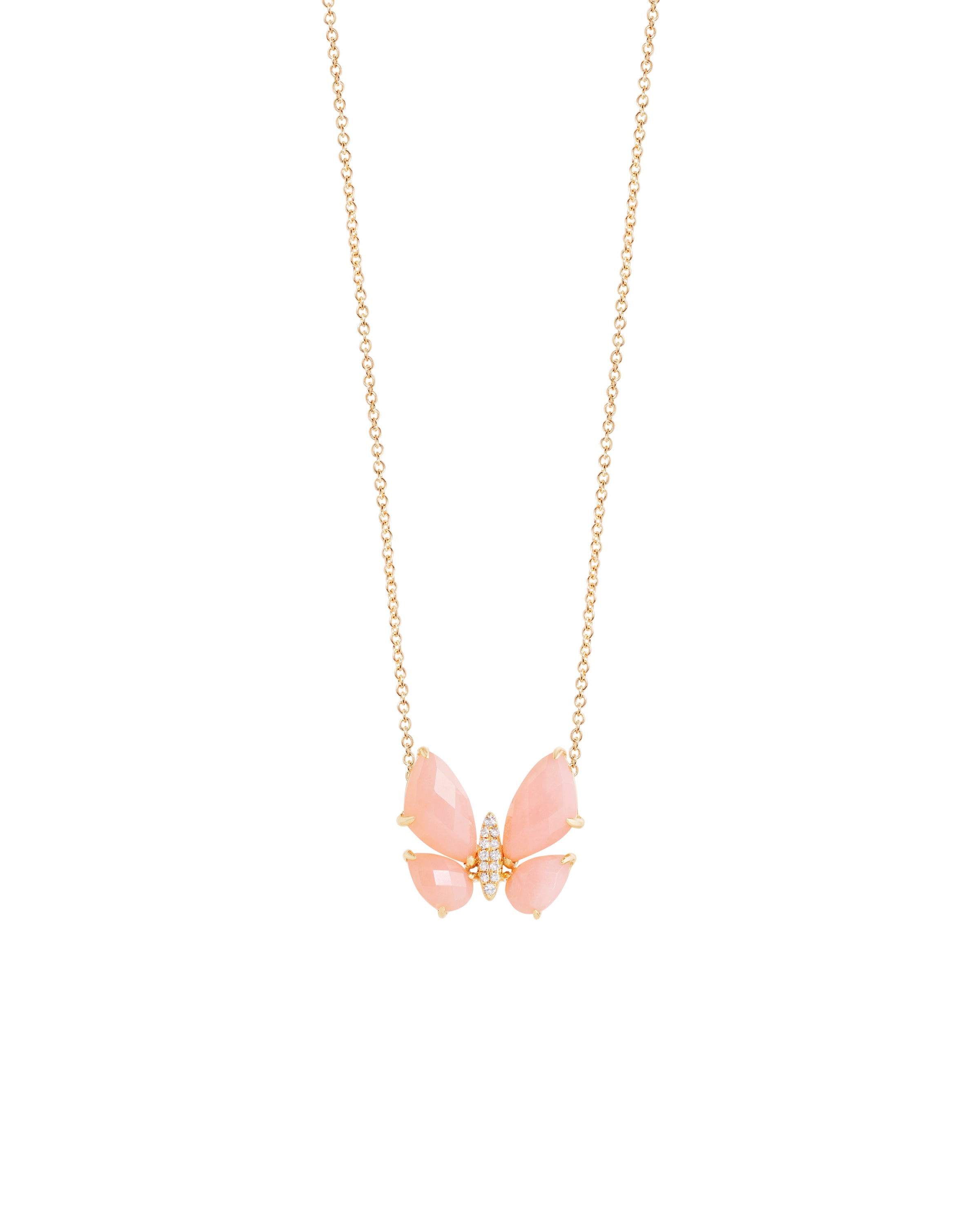 Fauna Small Butterfly Necklace in Pink Opal