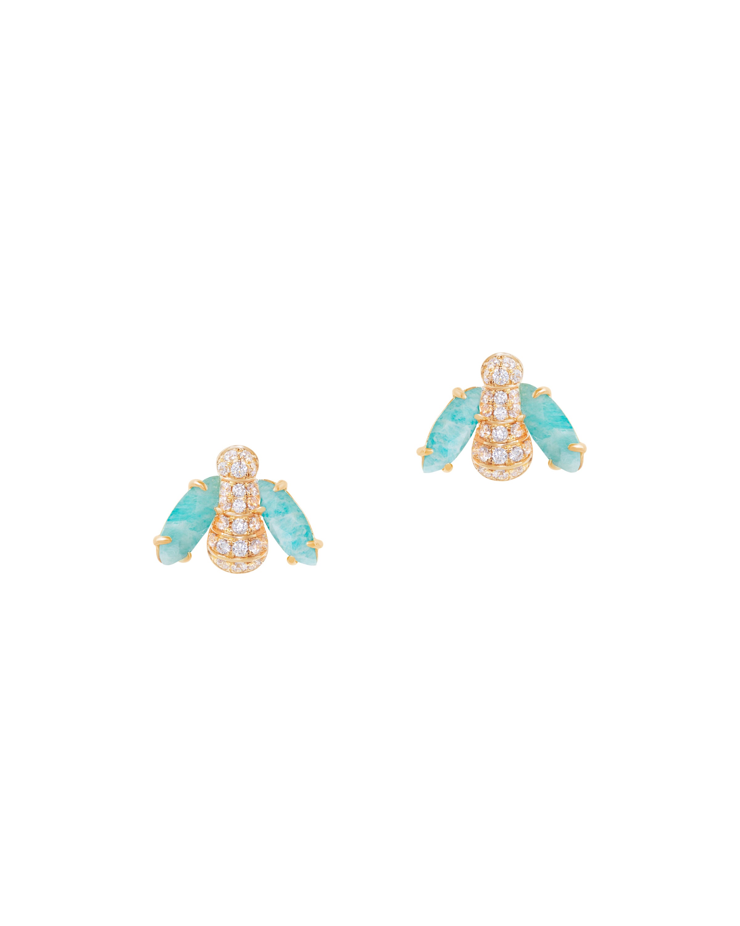 Pannalino Baby Bee Earrings in Amazonite and White Topaz