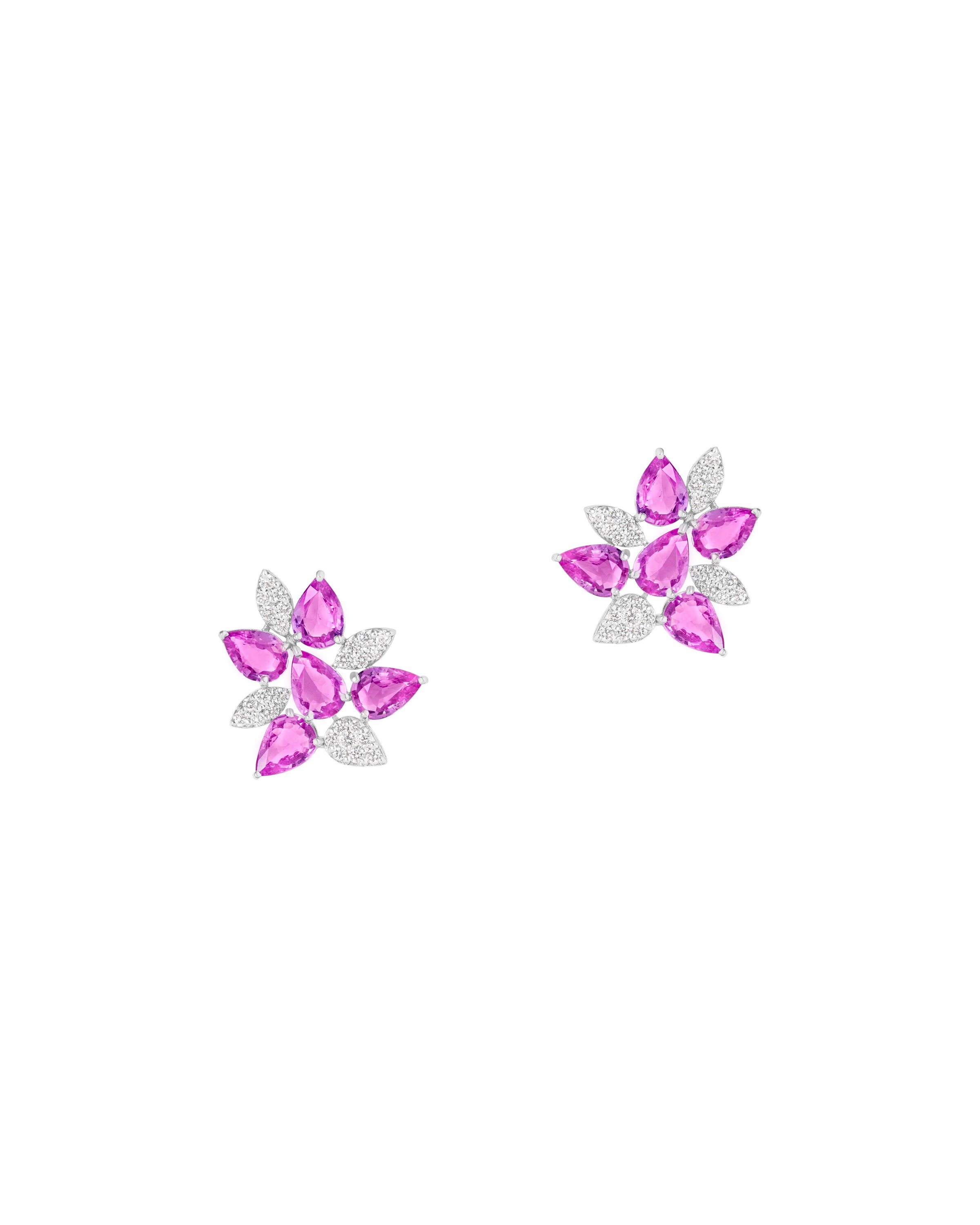 Pink Sapphire Floral Earrings