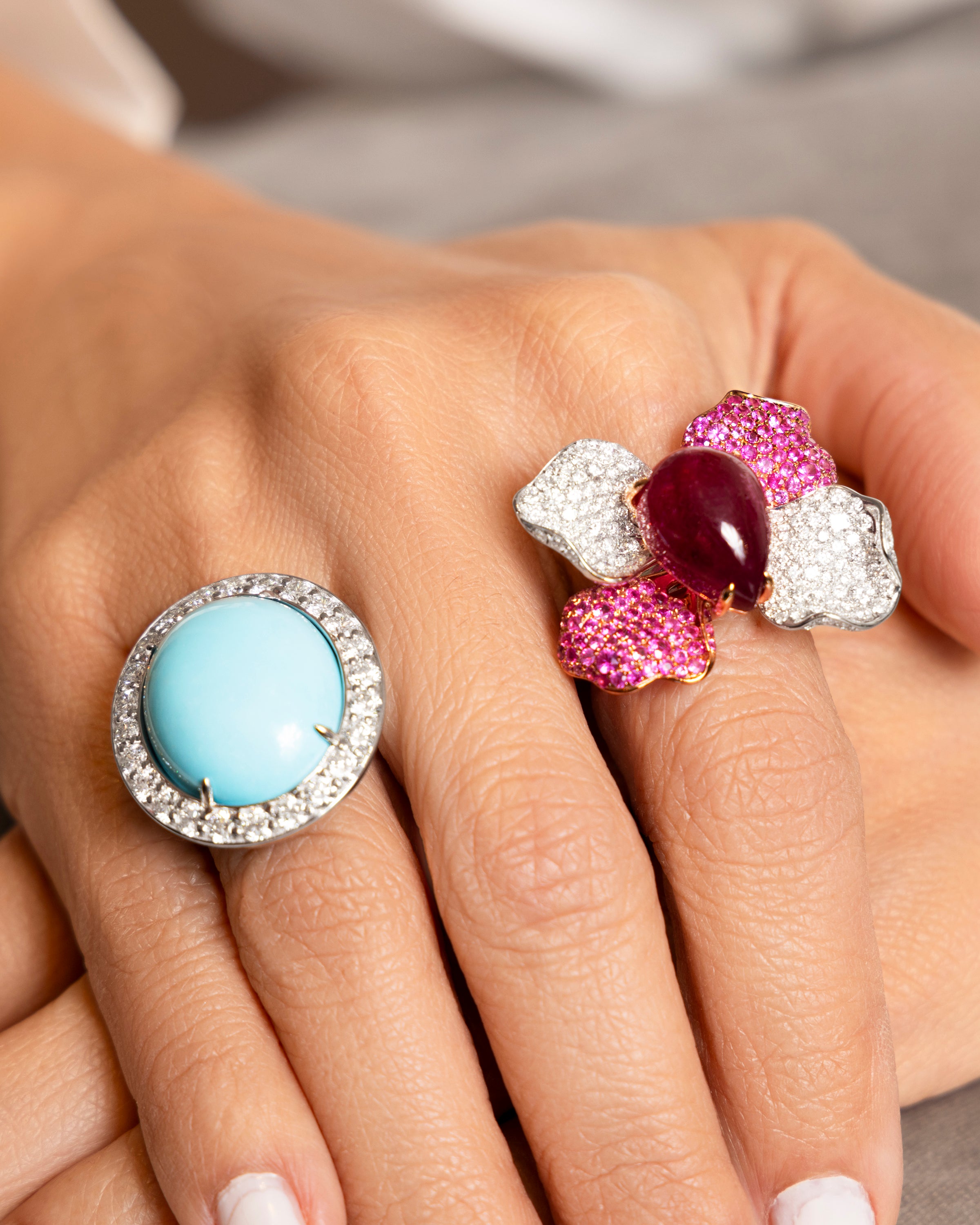 Oval Turquoise and Diamond Halo Ring