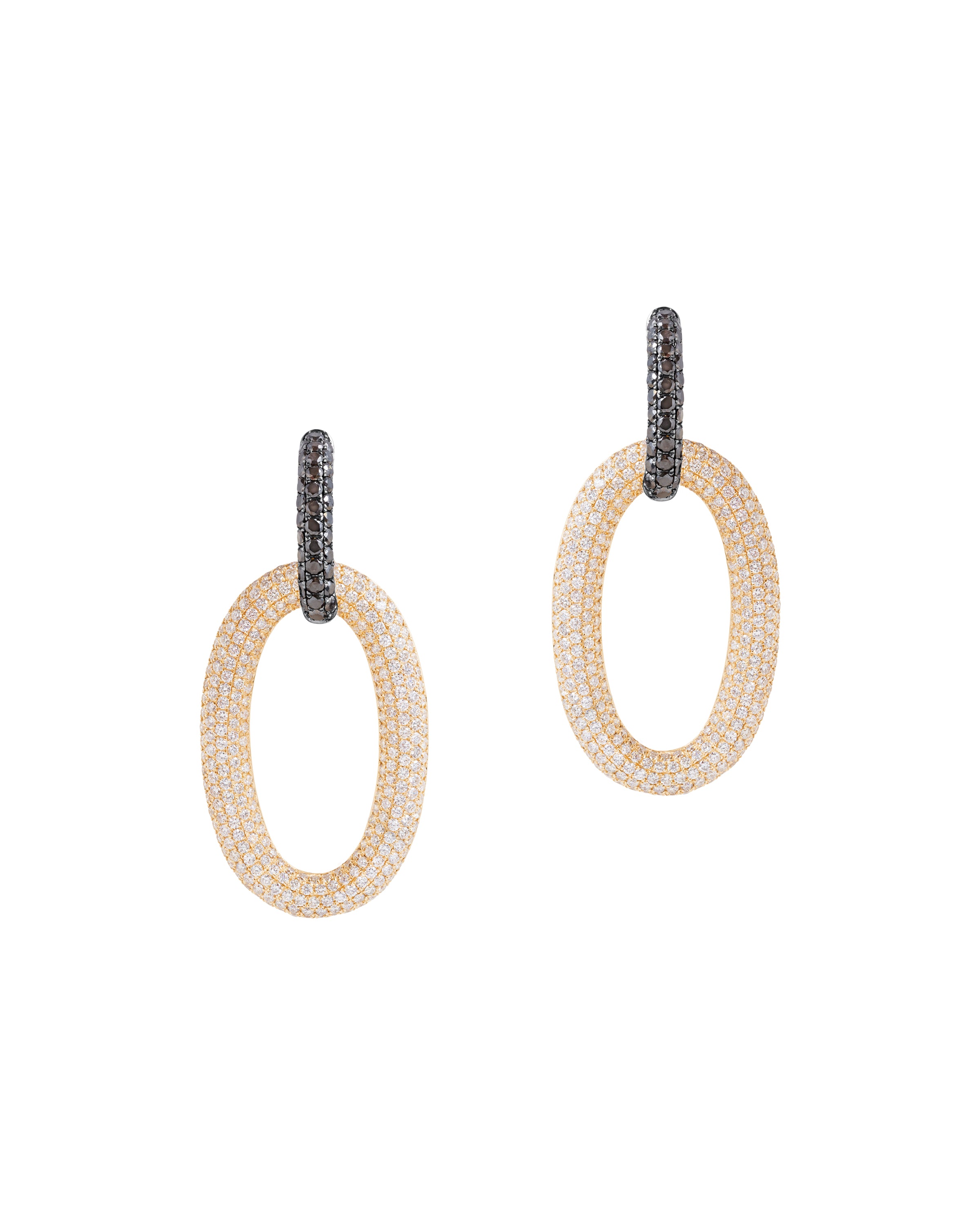 Double Drop Diamond Earrings in Yellow Gold