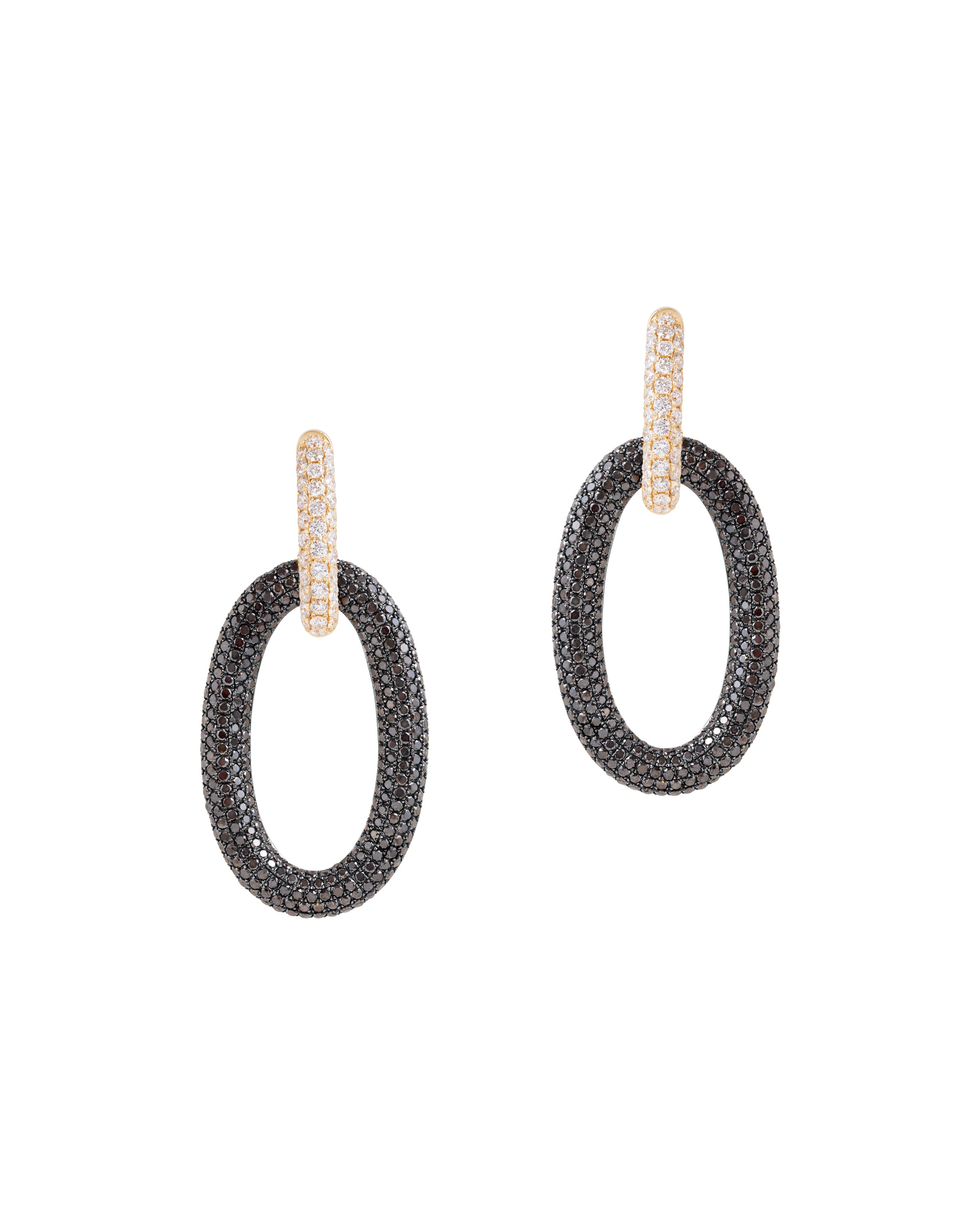 Double Drop Diamond Earrings in Yellow Gold