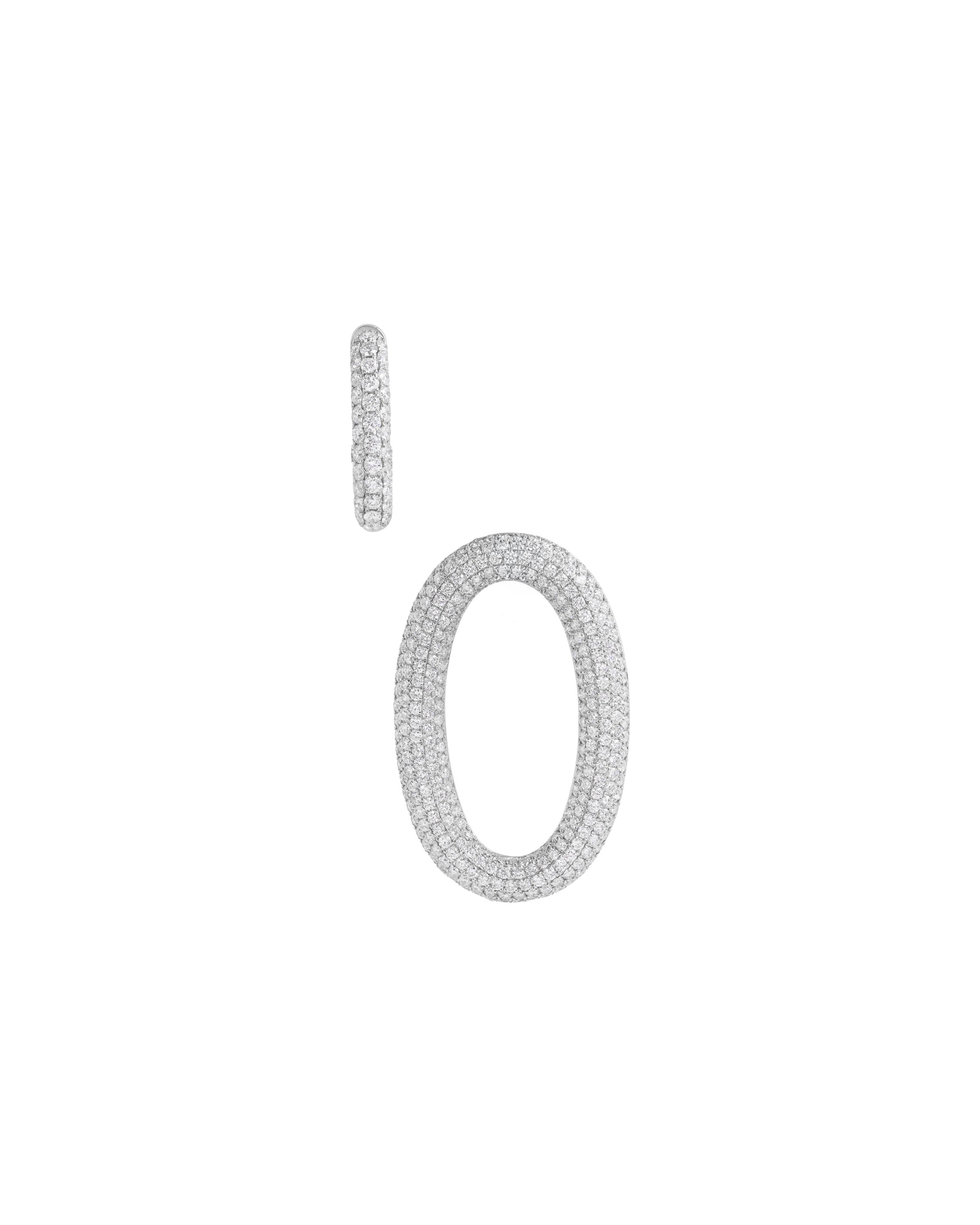 Double Drop Diamond Earrings in White Gold