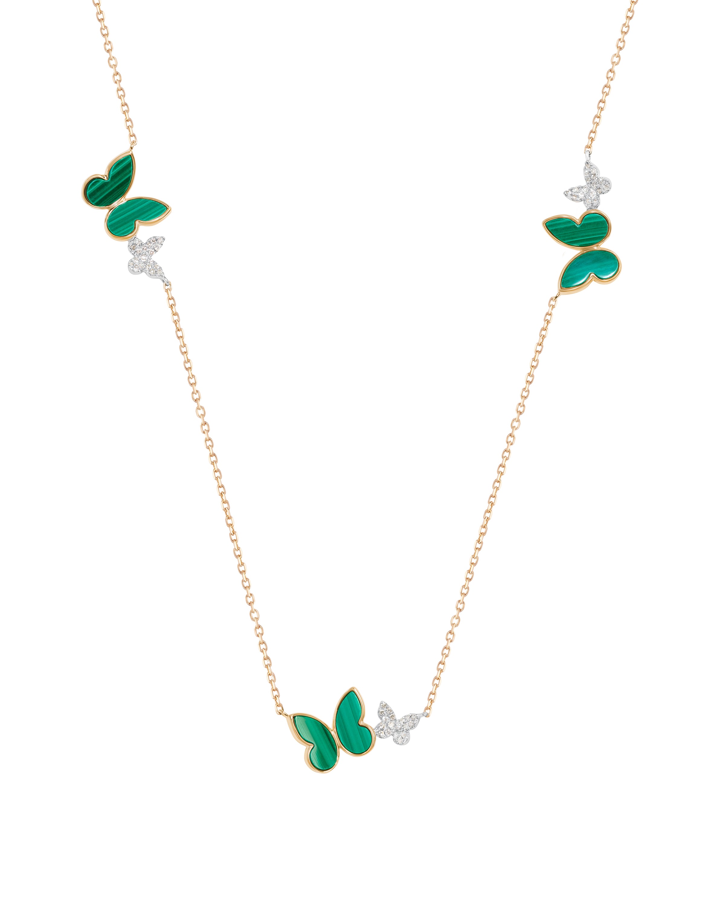 Mini Fauna Butterfly Station Necklace in Malachite
