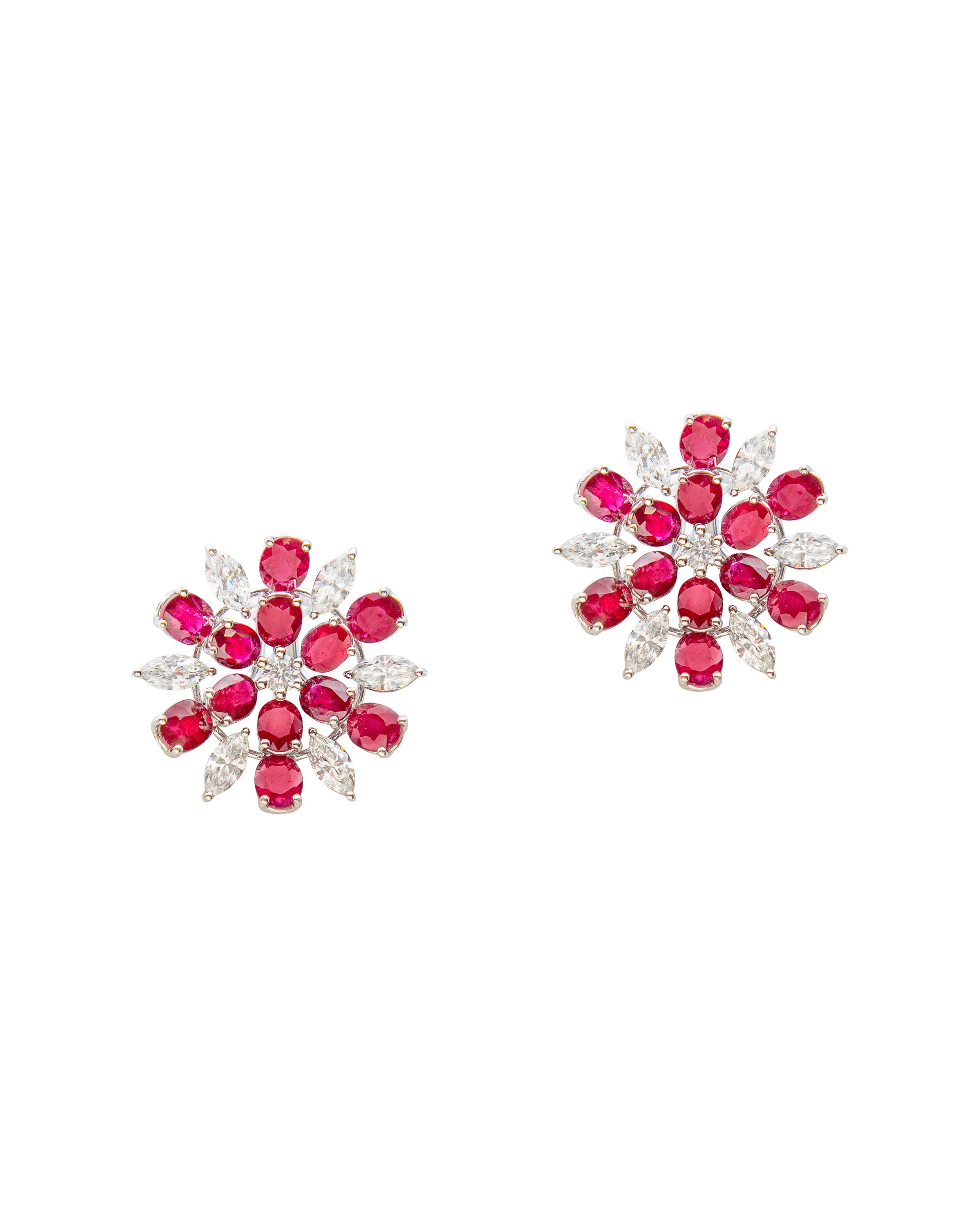 Diamond and Ruby Starburst Earrings