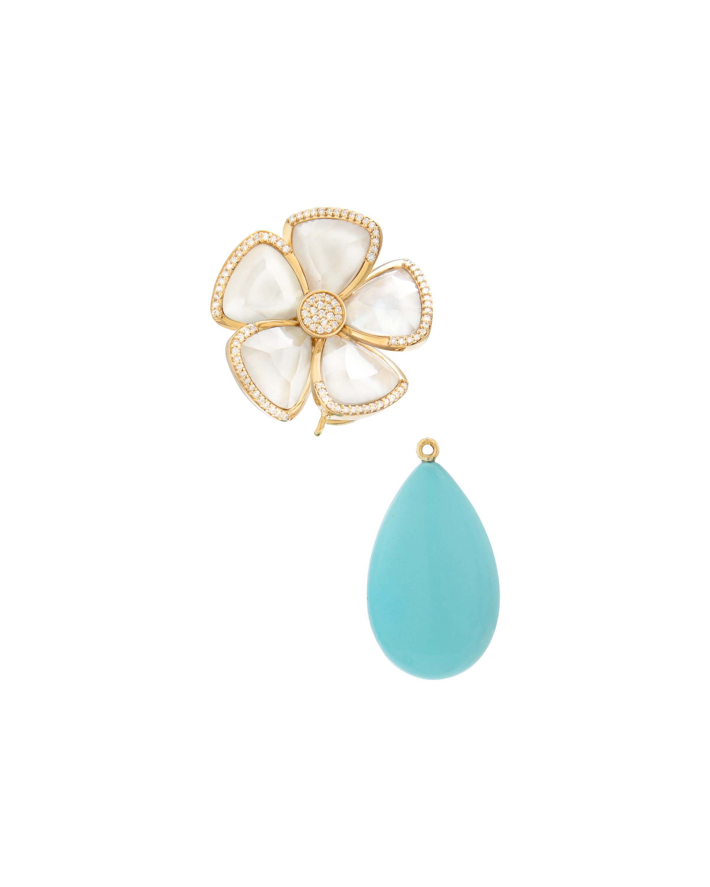 Floral Earrings with Turquoise Drops