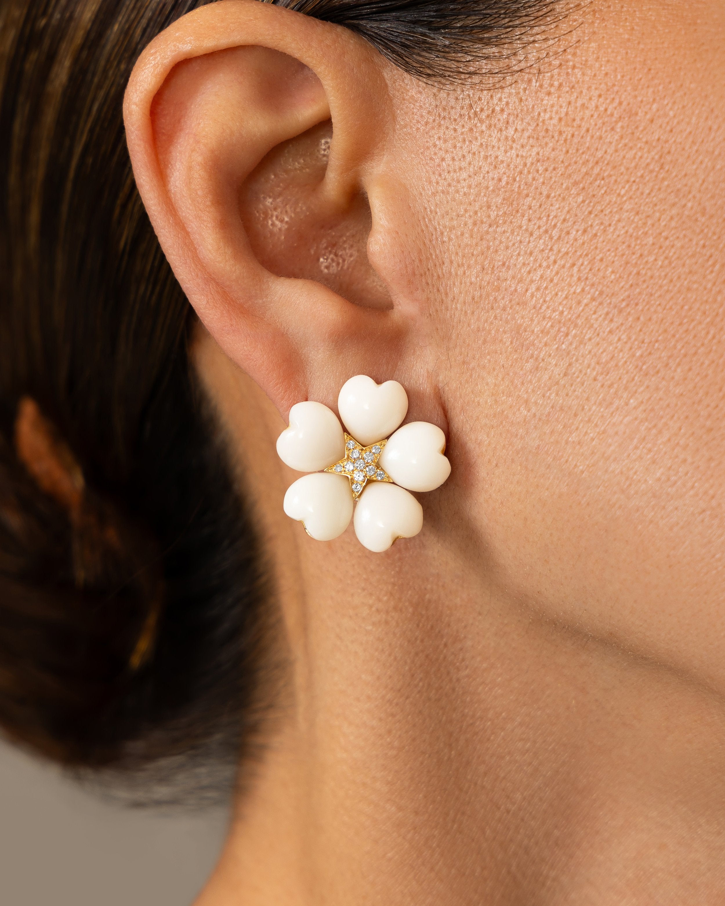 Petit White Coral Star Earrings