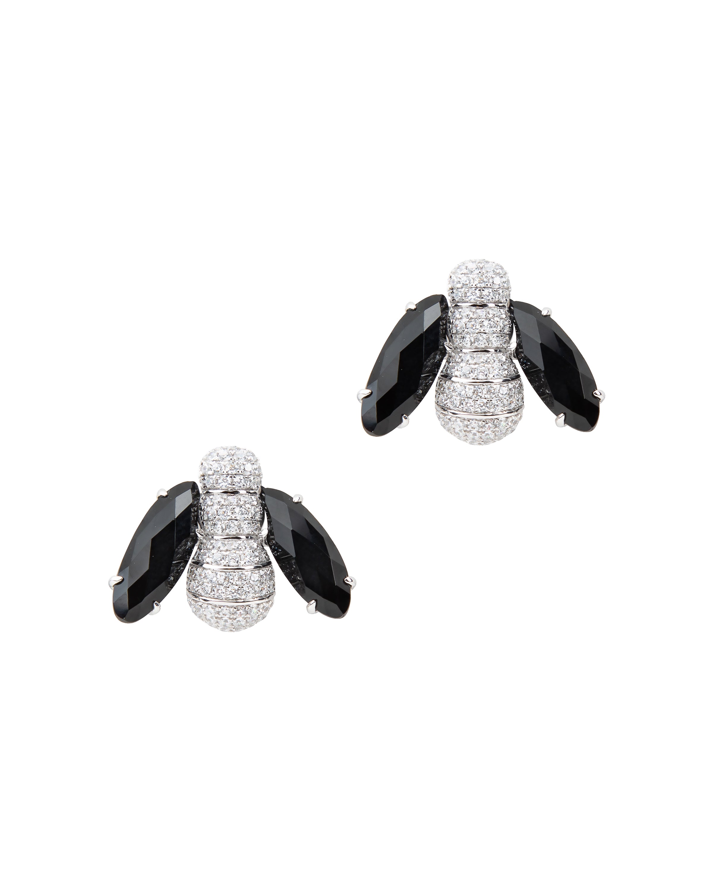 Pannalino Bee Earrings in Black Onyx and White Topaz