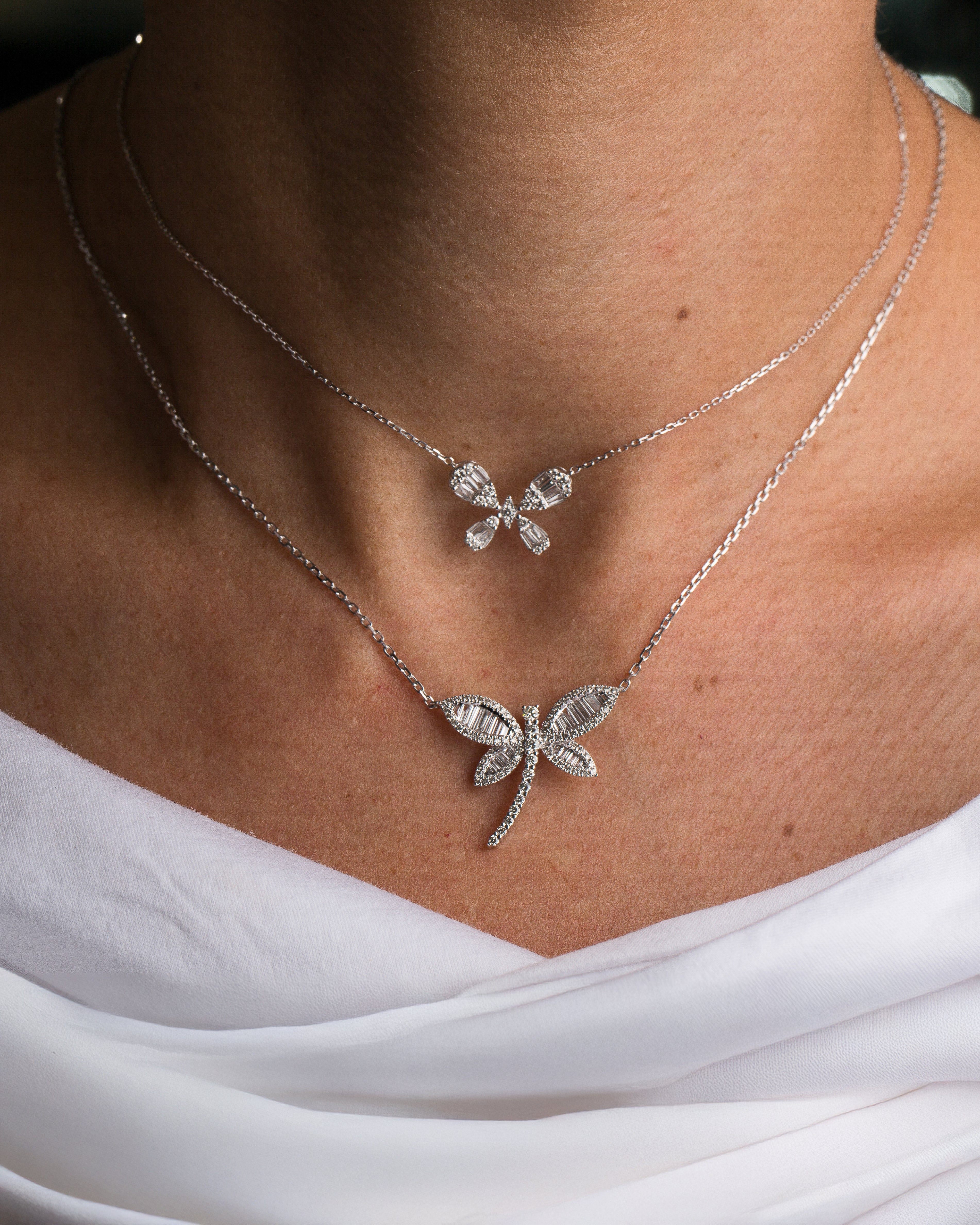 Baguette Dragonfly Diamond Pendant