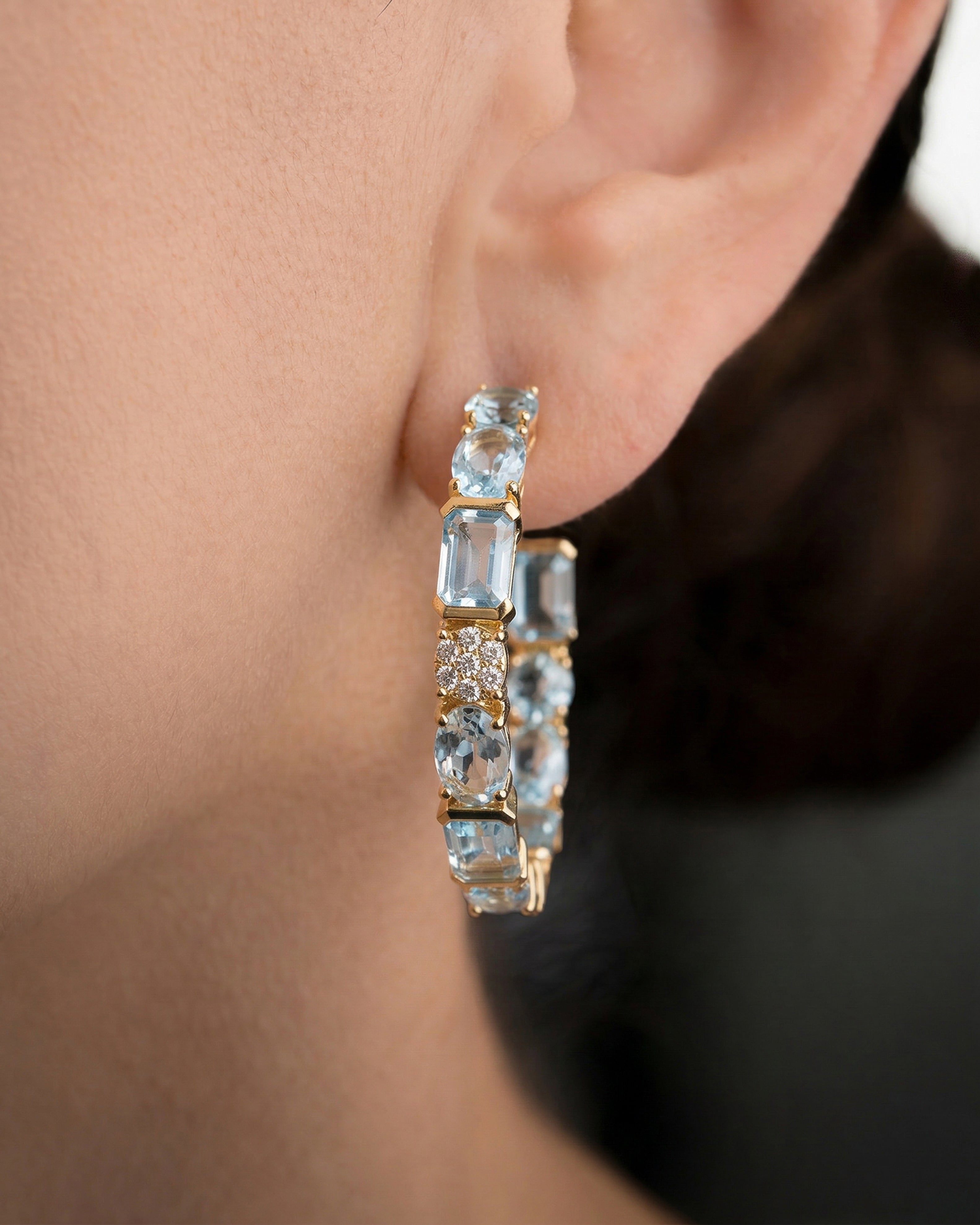 Allegra Hoop in Blue Topaz and Diamonds