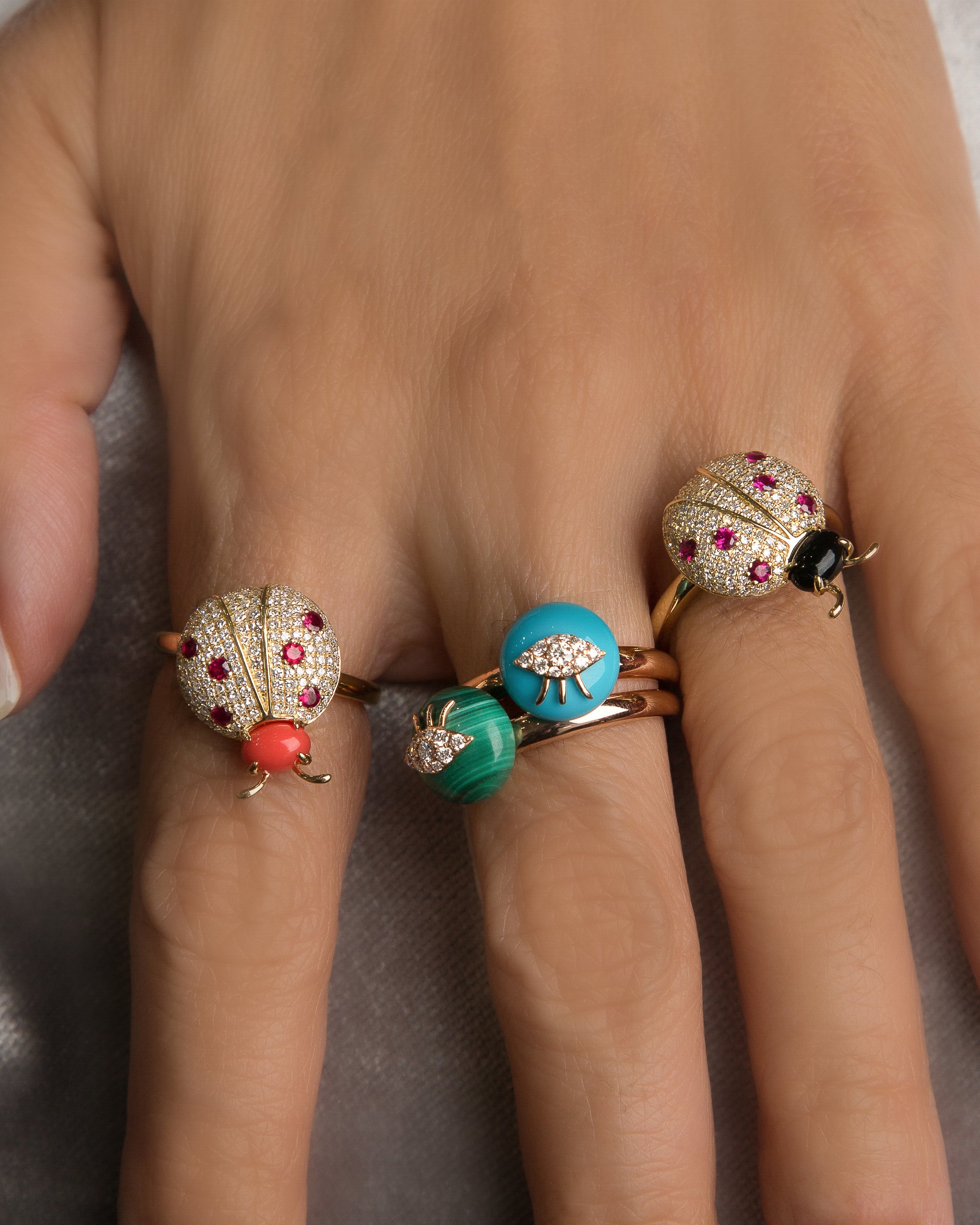 Pannalino Ladybug Ring in Onyx