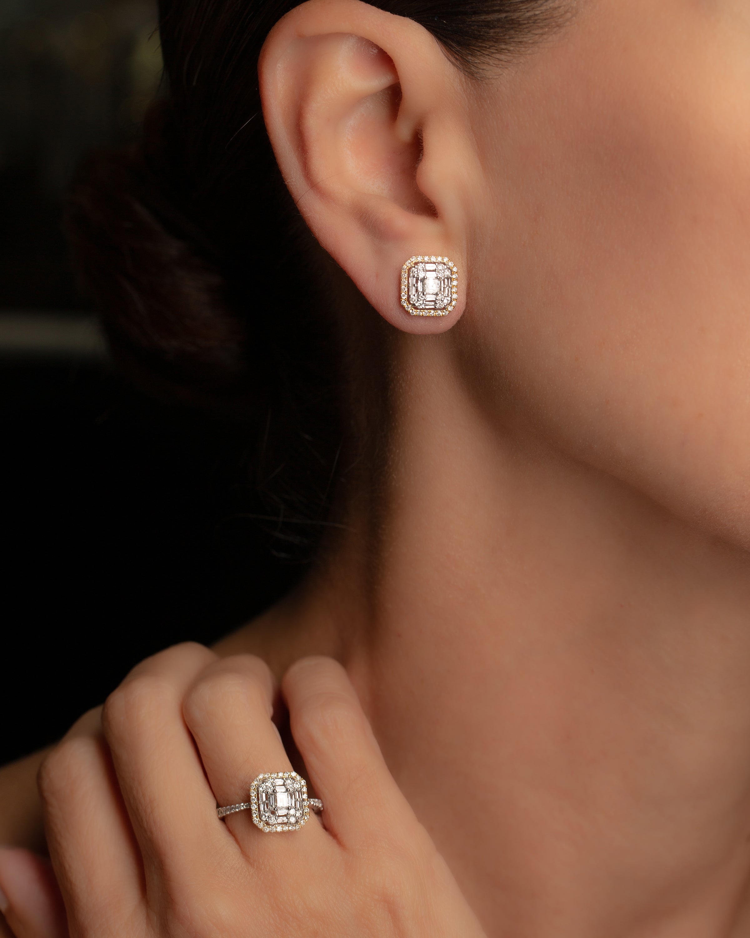 Octagonal Diamonds Earrings