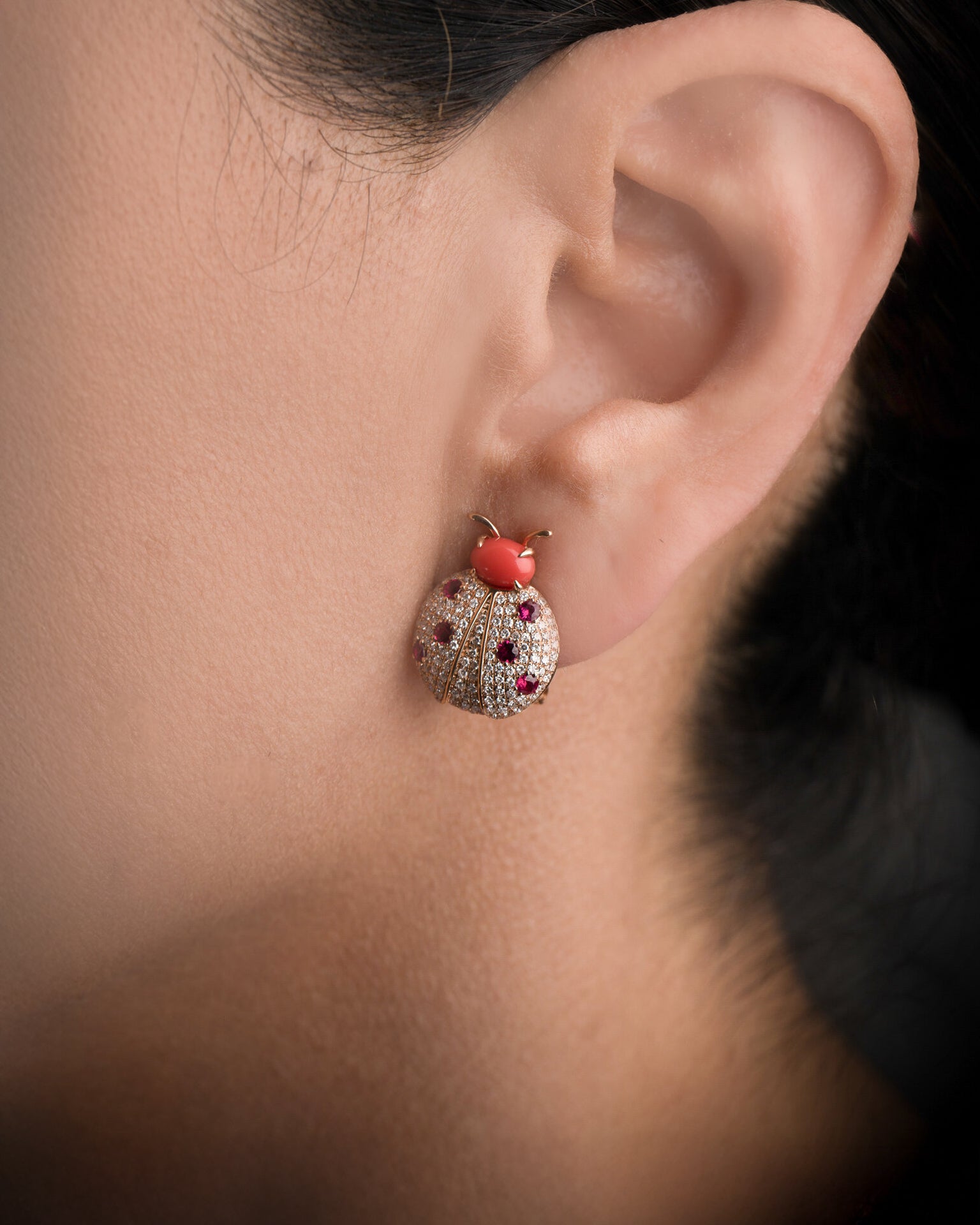Pannalino Ladybug Earrings Coral