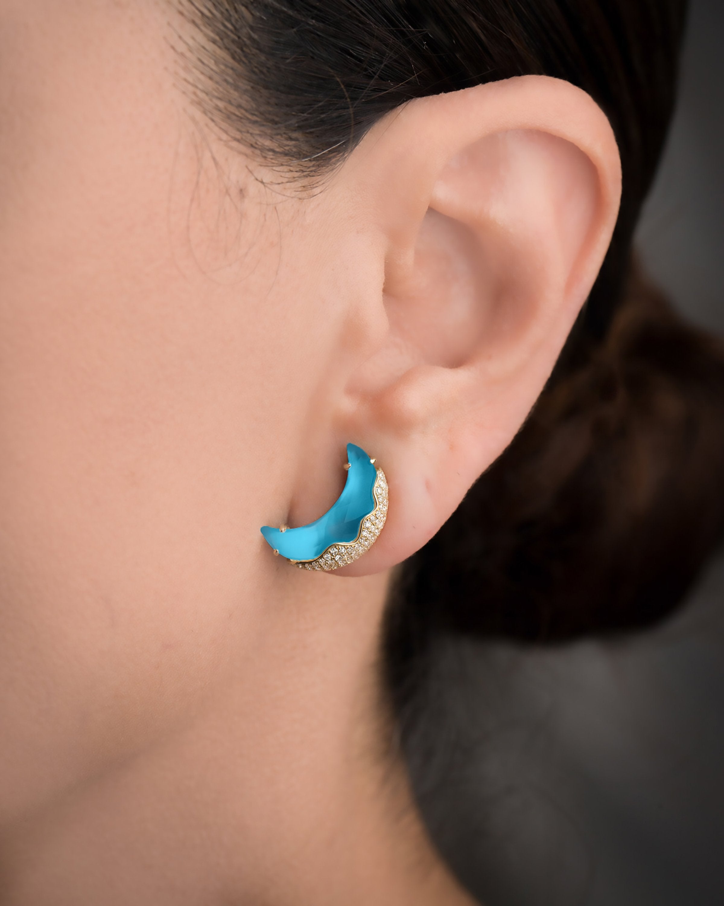 Mia Luna Crescent Moon Earring in Turquoise