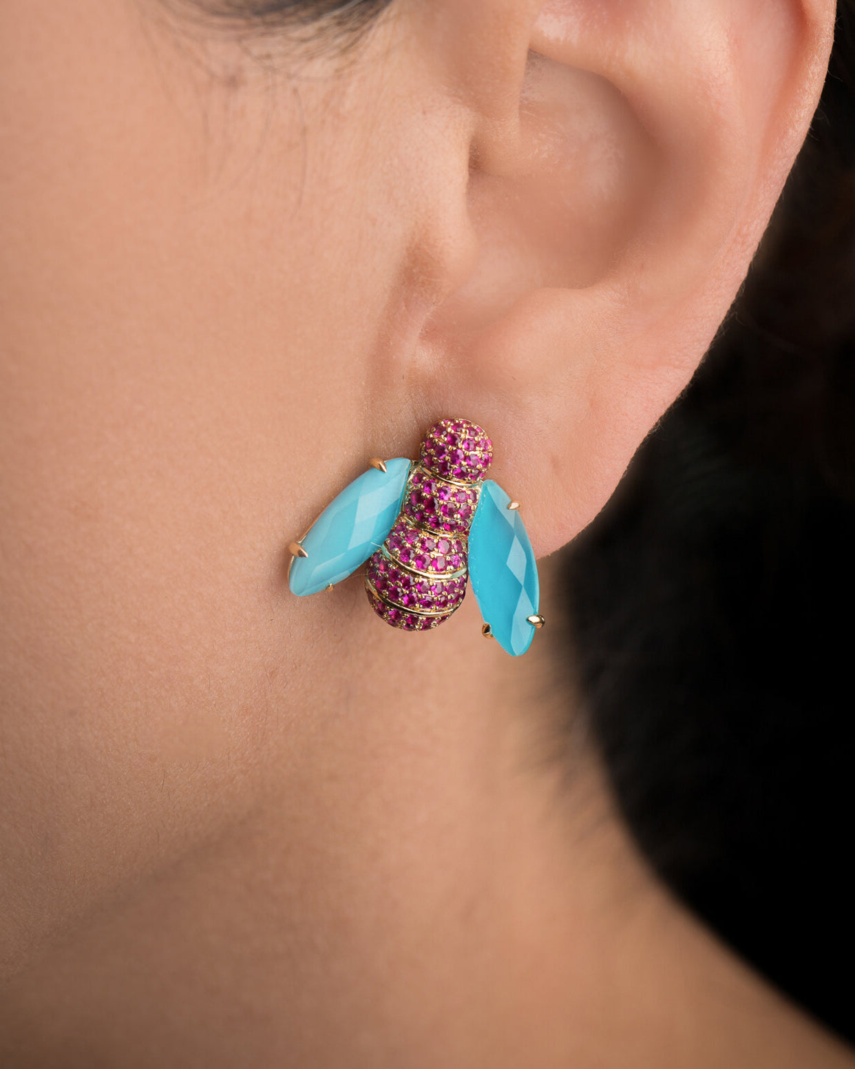 Pannalino Bee Earrings in Turquoise and Ruby